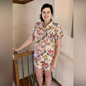 COQUETTE cozycore Plus pajama set XXL Floral pattern piping pockets **2 for 20**